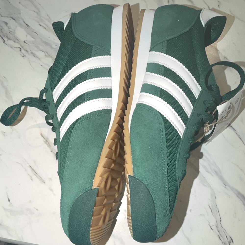 adidas Men's Low Top Lace-Up Athletic Sneakers Green/White Rubber Outsole - Picture 3 of 4